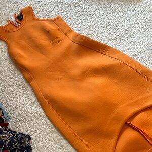 Elegant Orange Sleeveless Dress